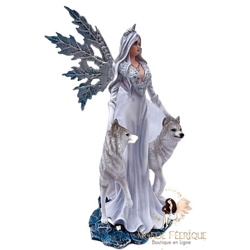 Statuette Fée Mimi 2 Loups Blancs