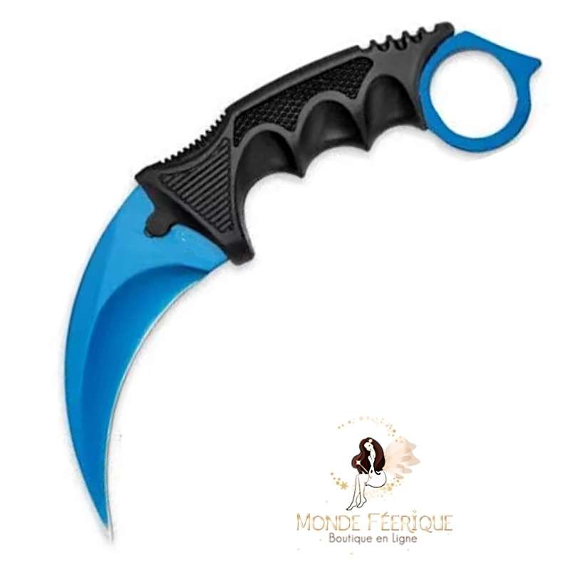 Couteau Karambit en Acier Inoxydable Bleu