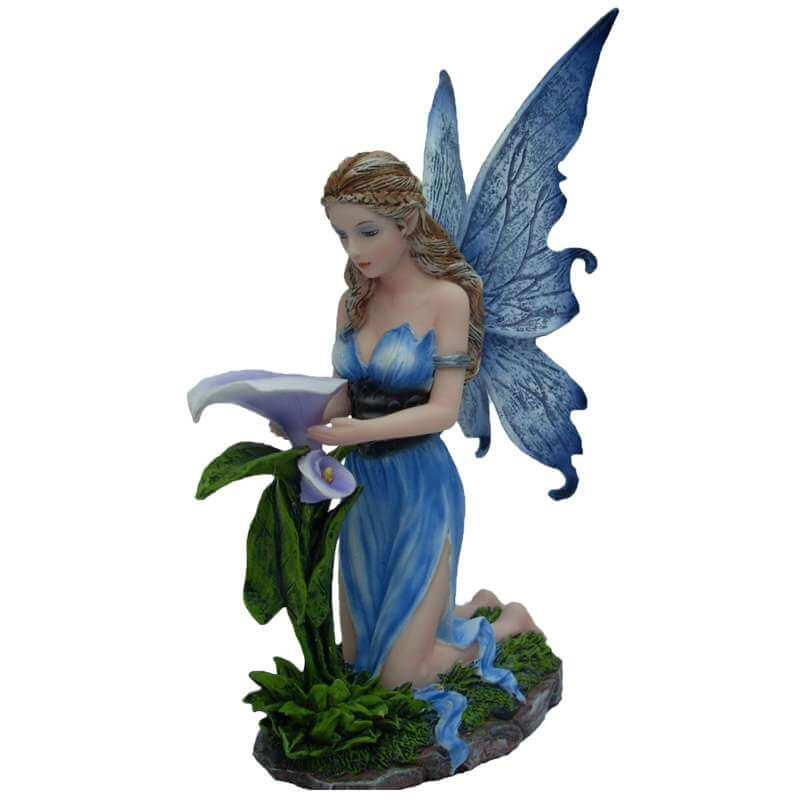 Statuette Fée Orchidée Bleu