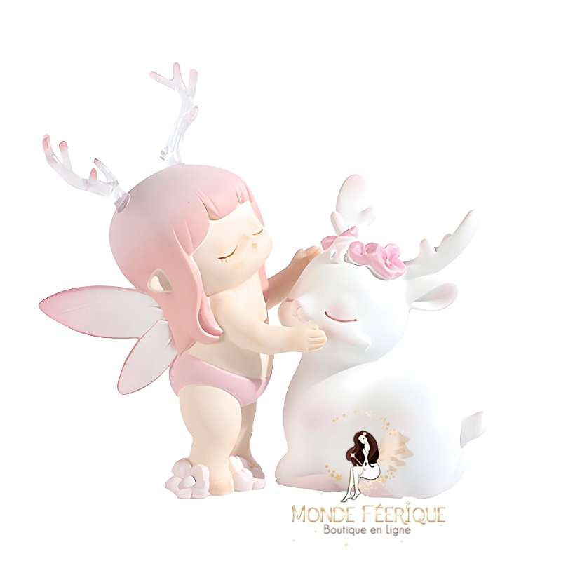 Ange Peint Cerf Rose