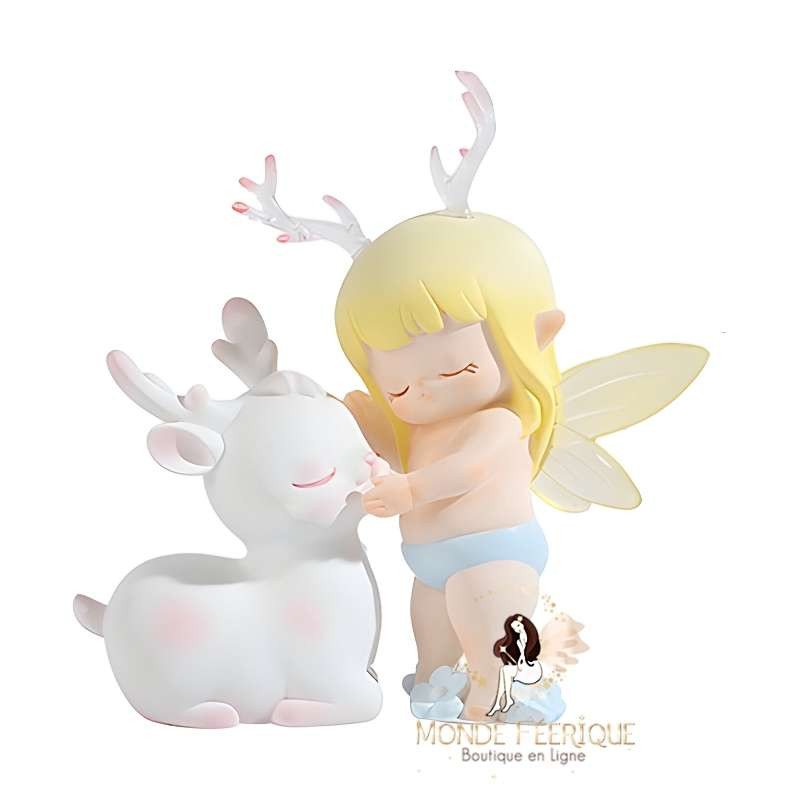 Ange Peint Cerf Bleu