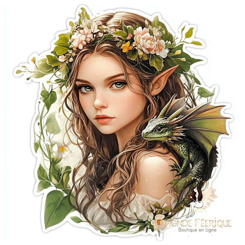 Plaque Illustration Elfique Fleurie