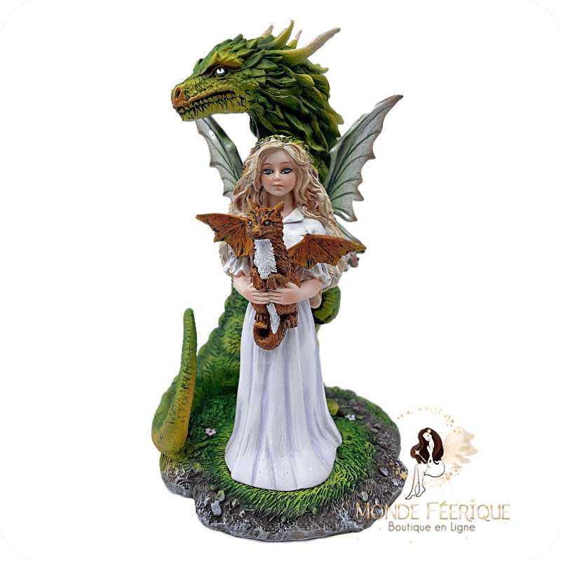 Statuette Fée et 2 dragons