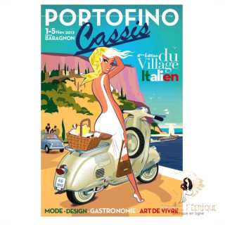 Plaque Vintage Italienne – Vespa & Pin-up à Cassis