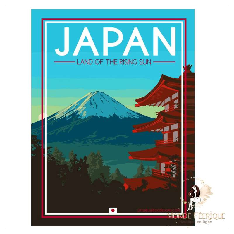 Plaque métal Japan – Mont Fuji et temple japonais