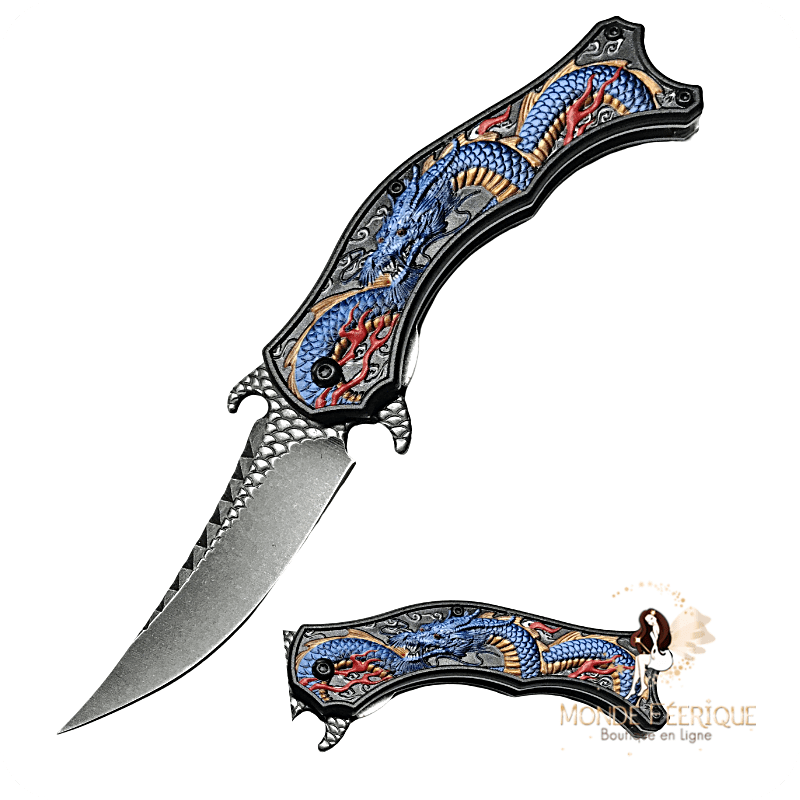 Couteau rétractable sur le thème des Dragons et de l'art asiatique