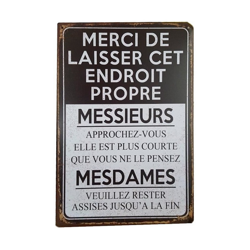 Plaque de décoration humoristique WC, toilettes