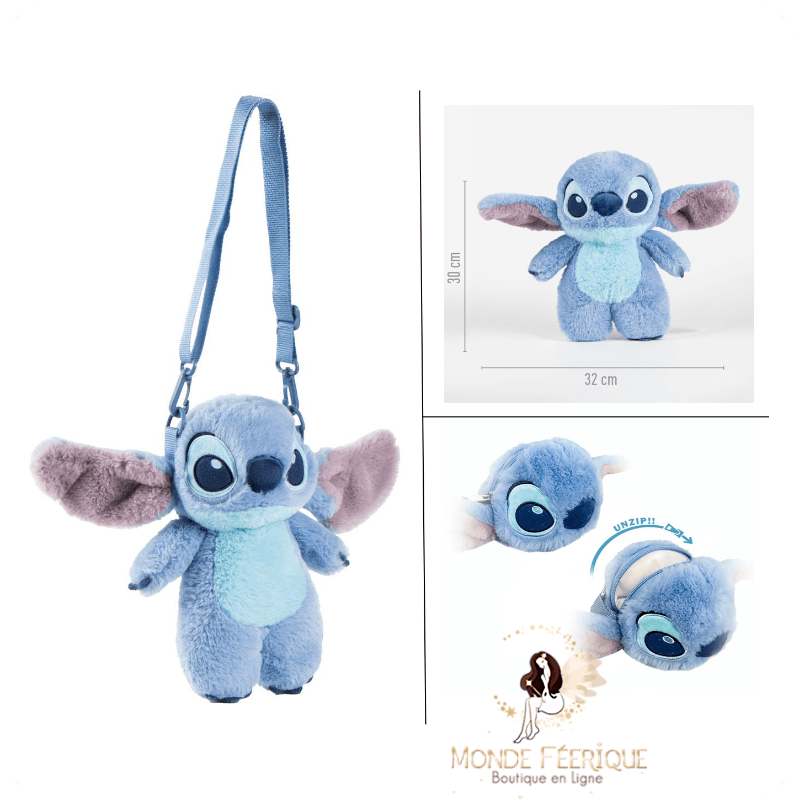 Sac peluche Stitch 30 cm – Sac bandoulière doux et pratique
