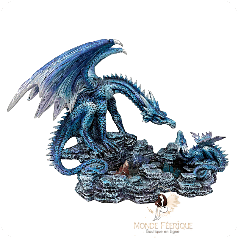Statuette de Dragon bleu et son bébé Dragon