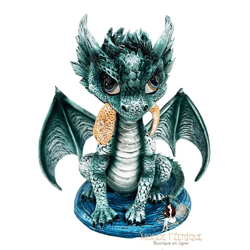 Figurine de Bébé Dragon Vert assis 