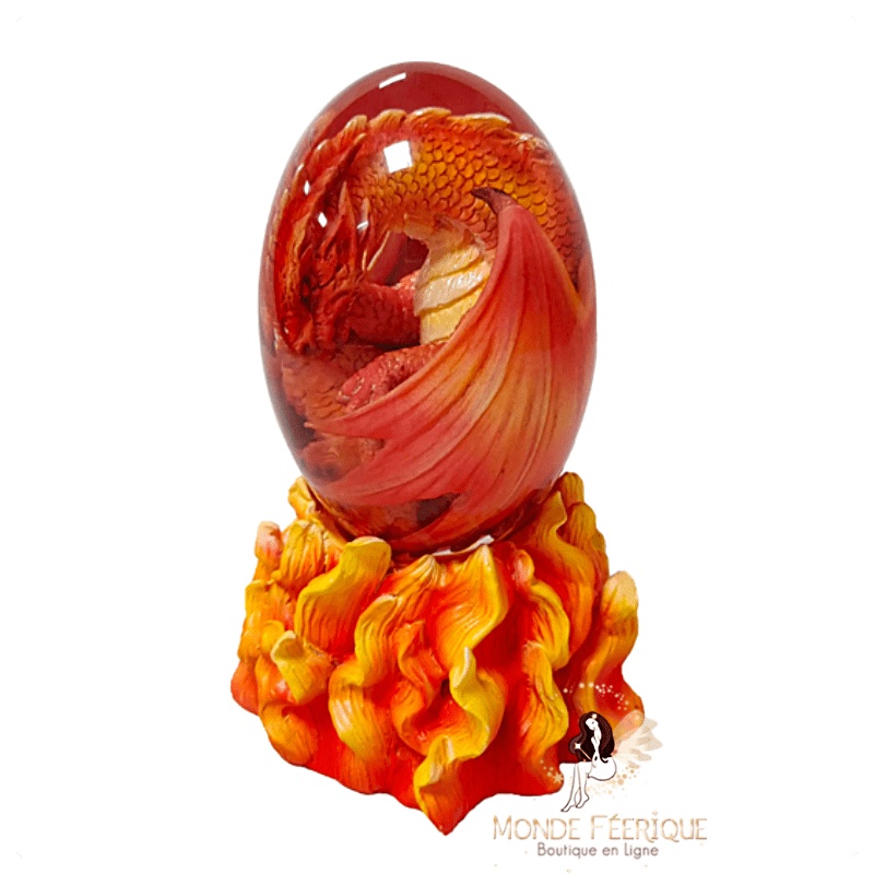 Œuf dragon rouge lumineux – Statuette LED