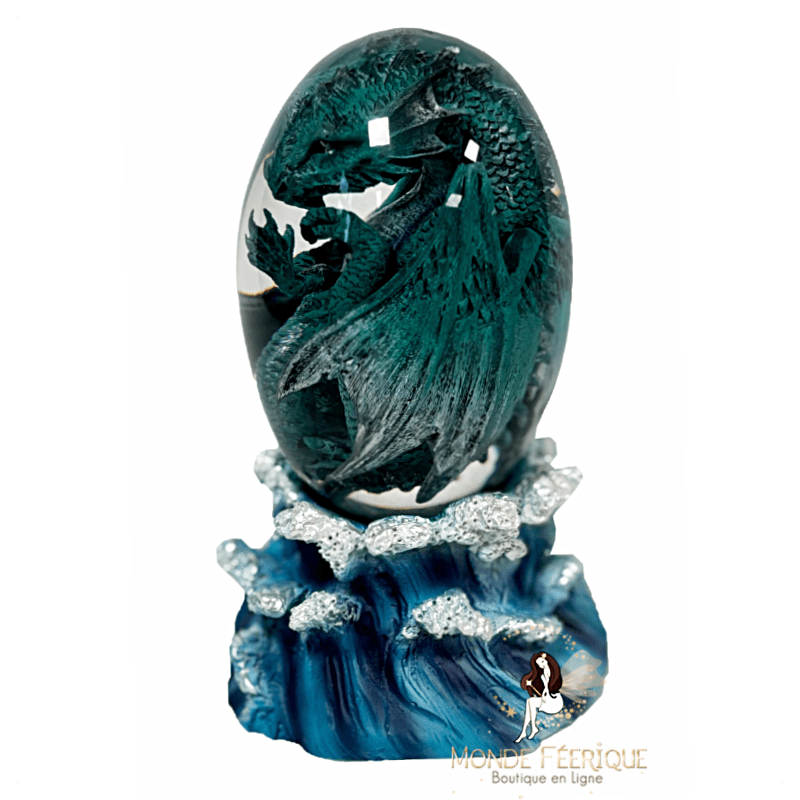 Œuf dragon vert lumineux – Statuette LED