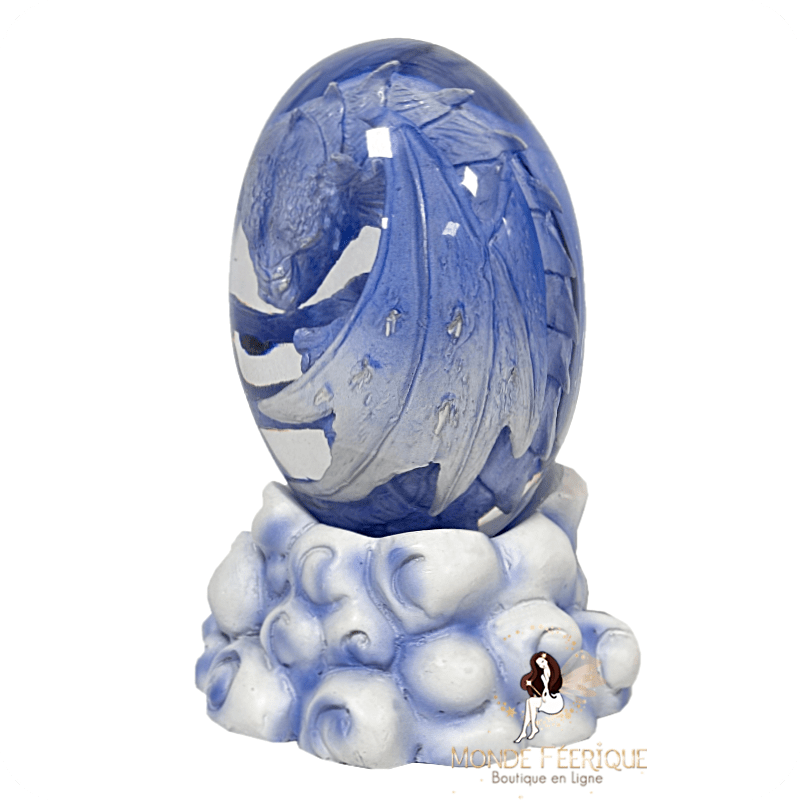 Œuf dragon bleu lumineux – Statuette LED