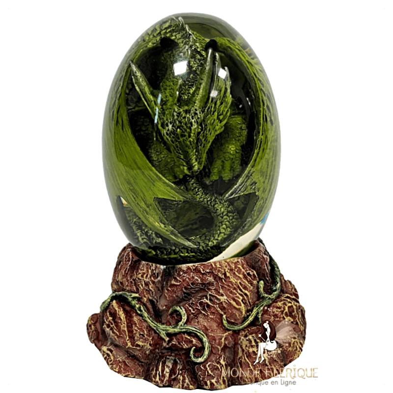 Œuf dragon vert forêt lumineux – Statuette LED