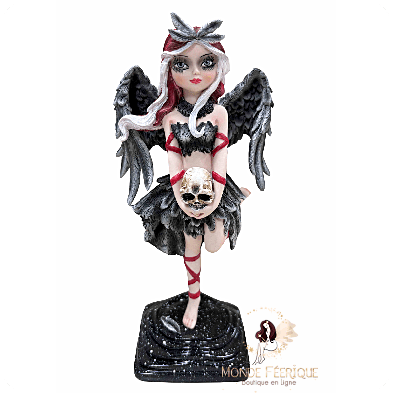 Fée noire au crâne – Figurine fantasy mystique