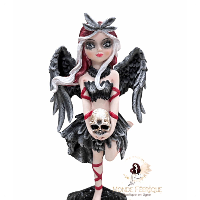 Fée noire au crâne – Figurine fantasy mystique