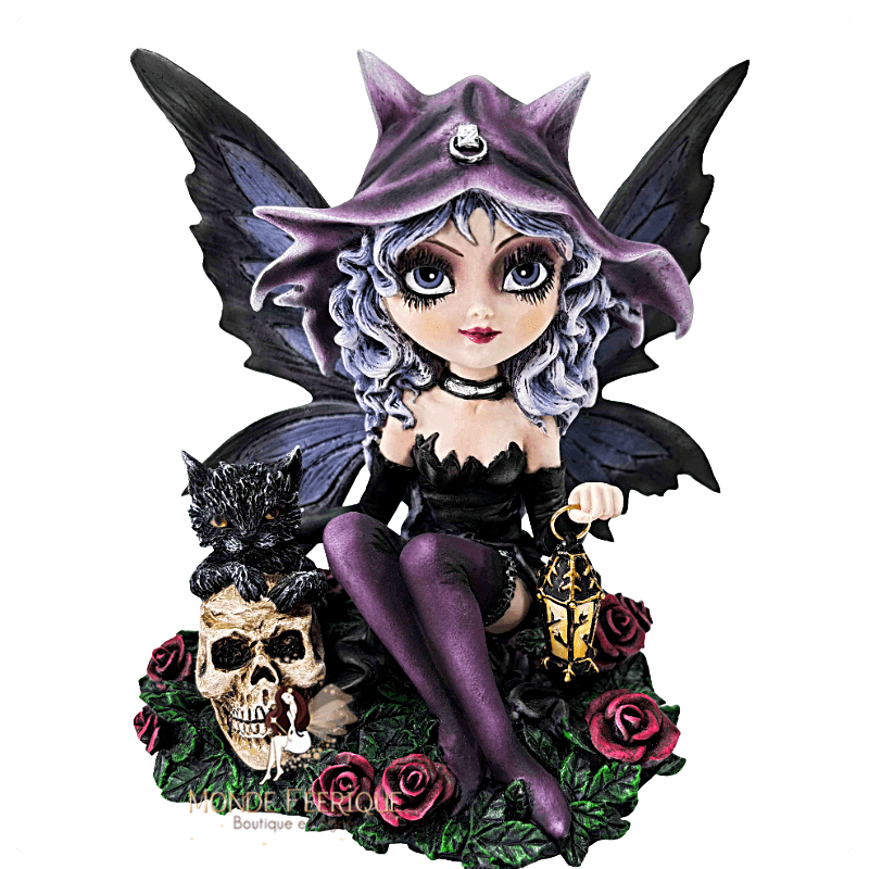 Fée gothique chibi au hibou – Figurine fantasy