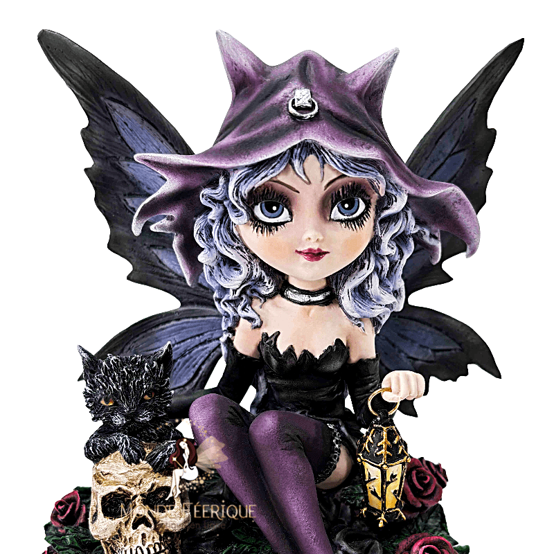 Fée gothique chibi au hibou – Figurine fantasy