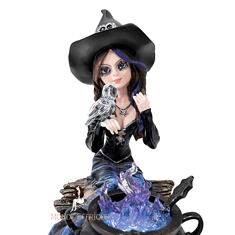 Sorcière au chaudron violet – Figurine magique LED