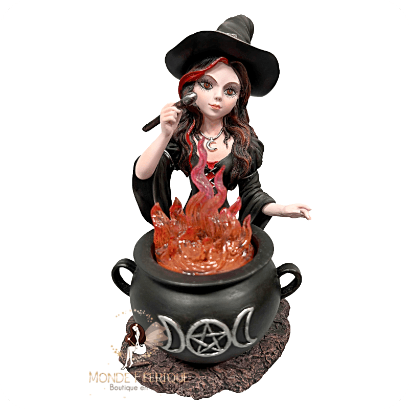 Sorcière au chaudron rouge – Figurine lumineuse