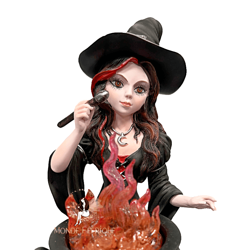 Sorcière au chaudron rouge – Figurine lumineuse