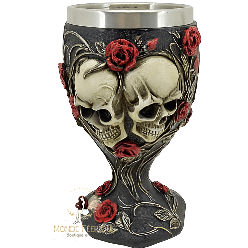Coupe gothique crânes et roses – insert inox