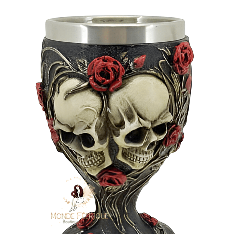 Coupe gothique crânes et roses – insert inox