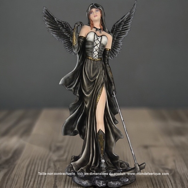 Grande statue de fée en résine blanche et haute - Statuette de fée mort, funèbre, funéraire