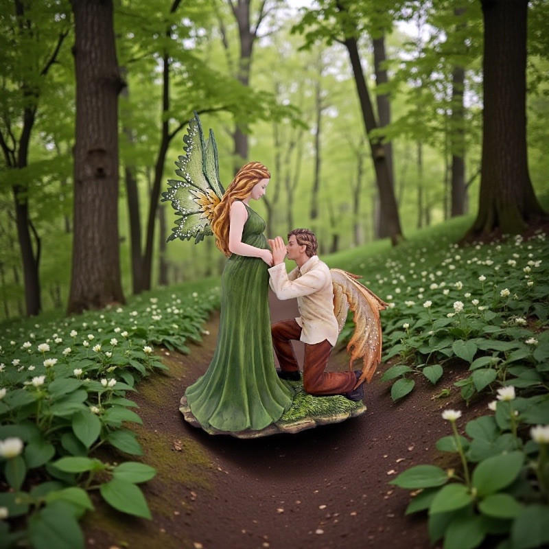 Fée de décoration en résine - 2 elfes amour mariage union