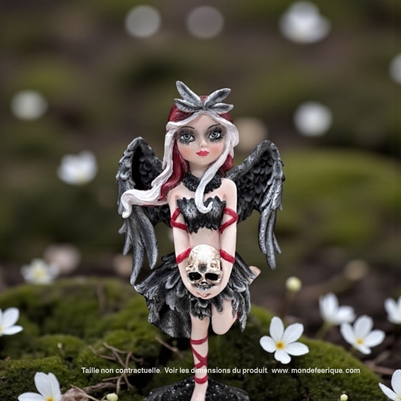 Fée noire au crâne – Figurine fantasy mystique