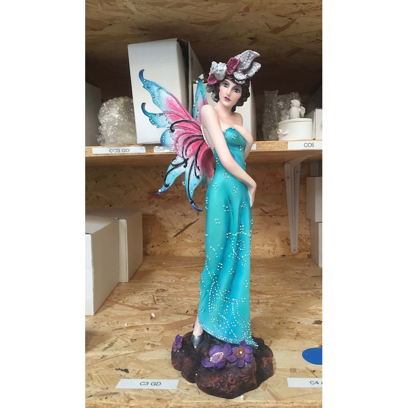 Fée Élégante  – Figurine féerique colorée en résine