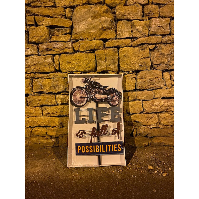 Déco Mur Lumineux  Moto  - Décoration Murale Moto - Déco Vintage mur moto