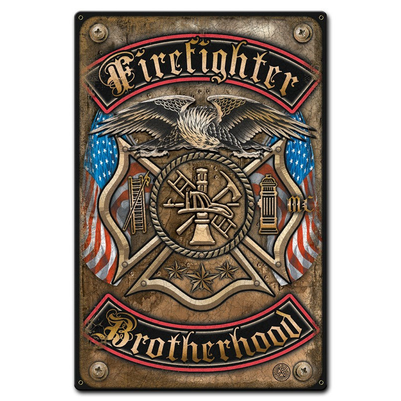 Plaque Vintage Firefighter Brotherhood