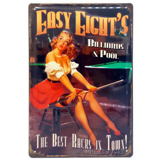 Plaque vintage Billard Pin-up Rouge