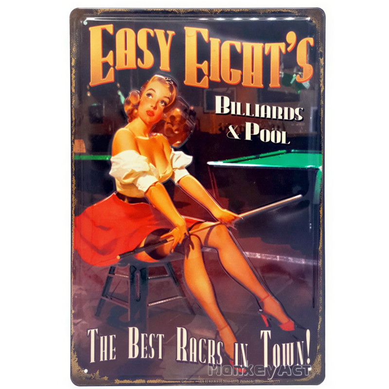 Plaque vintage Billard Pin-up Rouge