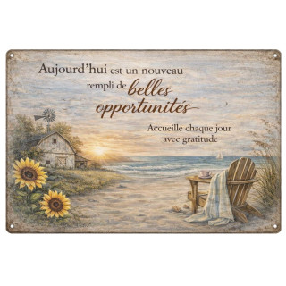 Plaque Vintage Soleil & Gratitude