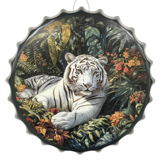 Plaque Vintage Tiger Blanc Jungle
