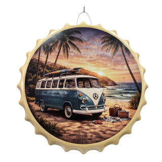 Plaque Vintage Van Combi & Plage
