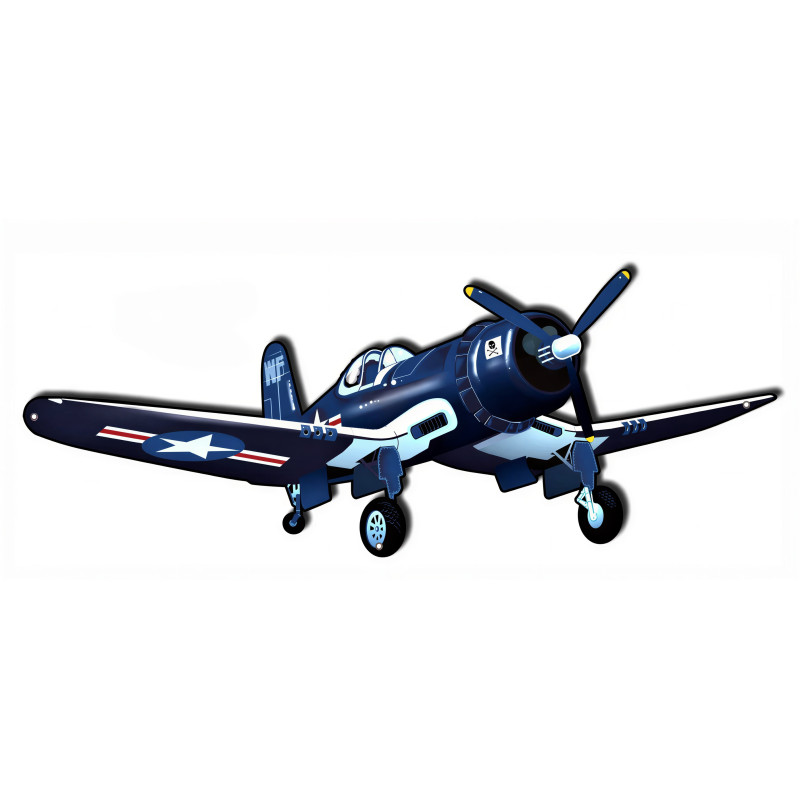 Plaque Vintage Avion de Chasse Bleu
