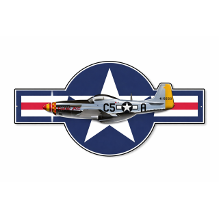 Plaque Vintage Avion P-51 Mustang US